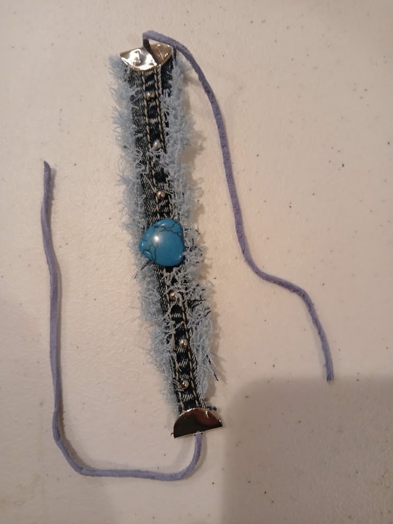 Beaded denim bracelet,