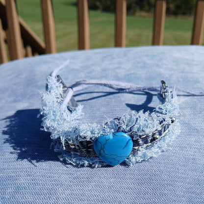 Beaded denim bracelet,