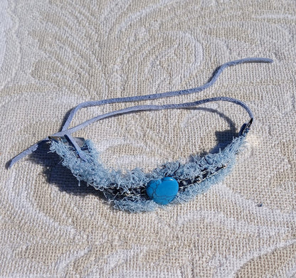 Beaded denim bracelet,