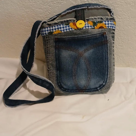 Denim Handbag, cross body bag, Handmade from clean recycled Jeans