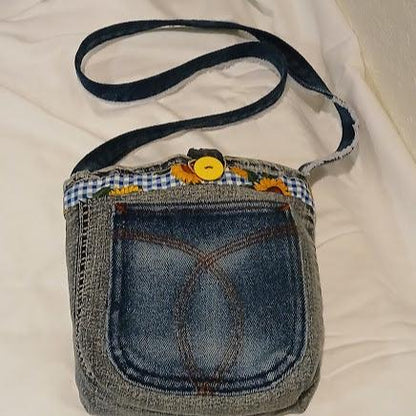 Denim Handbag, cross body bag, Handmade from clean recycled Jeans