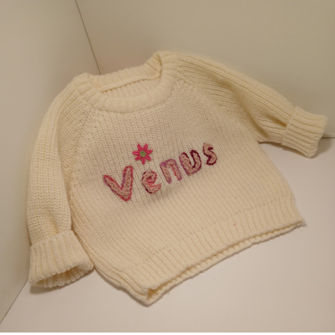 Baby Sweater, Personalized, Hand Embroidered name. Gift for newborn, Baby Shower gift,