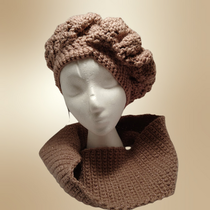 Hat & Cowl Set 02,Hand Crochet with soft acrylic yarn,