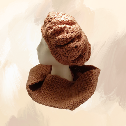 Hat & Cowl Set 02,Hand Crochet with soft acrylic yarn,