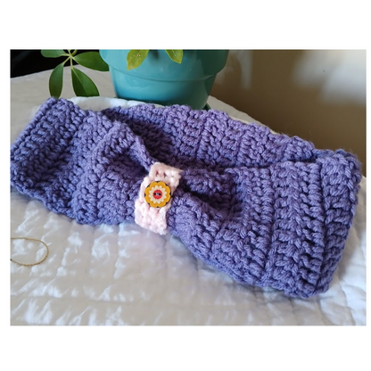 Handmade Headband / Neck warmer with decorative flower.  Crochet, Handmade, Unique, birthday, Christmas, gift for her, Ear warmer