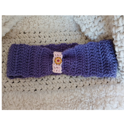 Handmade Headband / Neck warmer with decorative flower.  Crochet, Handmade, Unique, birthday, Christmas, gift for her, Ear warmer