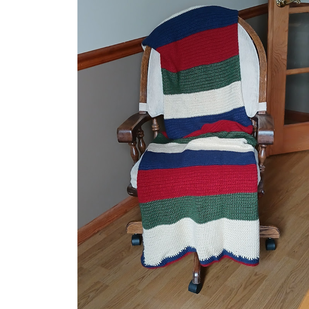 Blanket, or Sofa Throw, with very soft acrylic yarn.  Stripe Pattern Design.  A Heavy Blanket, Sofa Throw or Twin Blankket