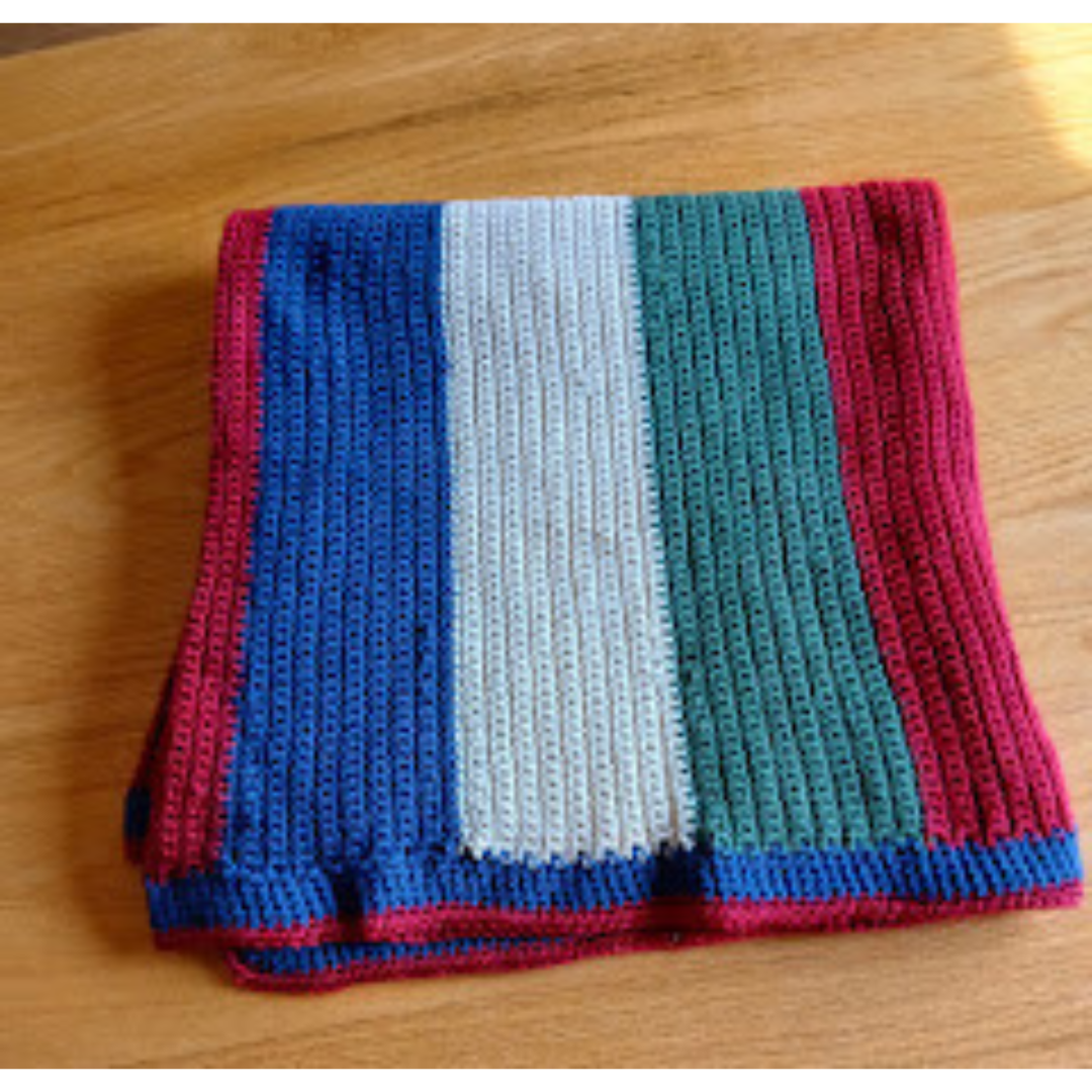 Blanket, or Sofa Throw, with very soft acrylic yarn.  Stripe Pattern Design.  A Heavy Blanket, Sofa Throw or Twin Blankket