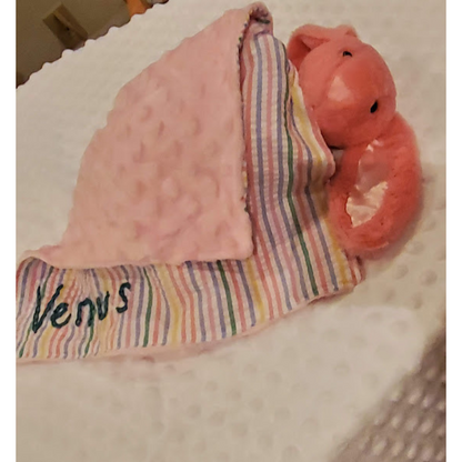 Handmade Bunny Lovey Blankie – Custom Heirloom Security Blanket with Plushie