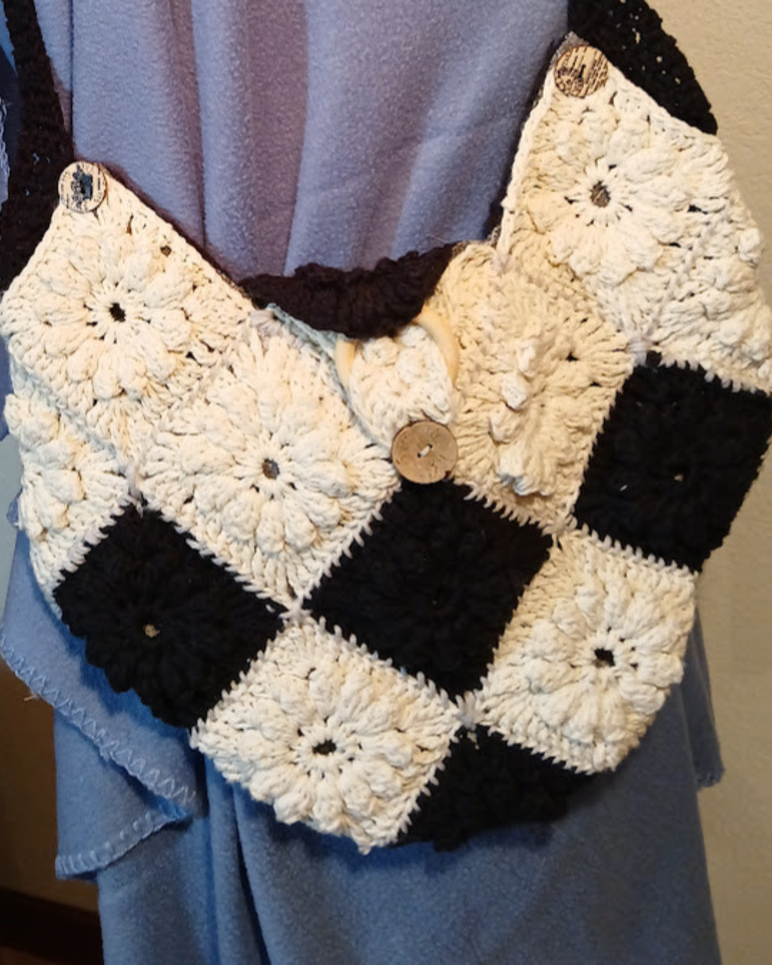 Granny Square Handbag, Hand Crocheted Boho Bag, Womens Purse, Sturdy and durable, Handmade Bag