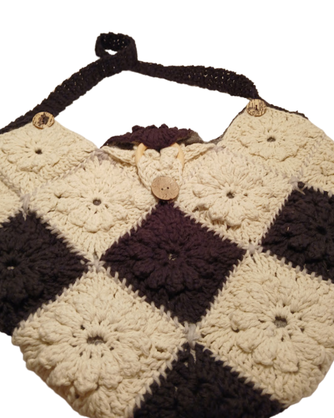 Granny Square Handbag, Hand Crocheted Boho Bag, Womens Purse, Sturdy and durable, Handmade Bag